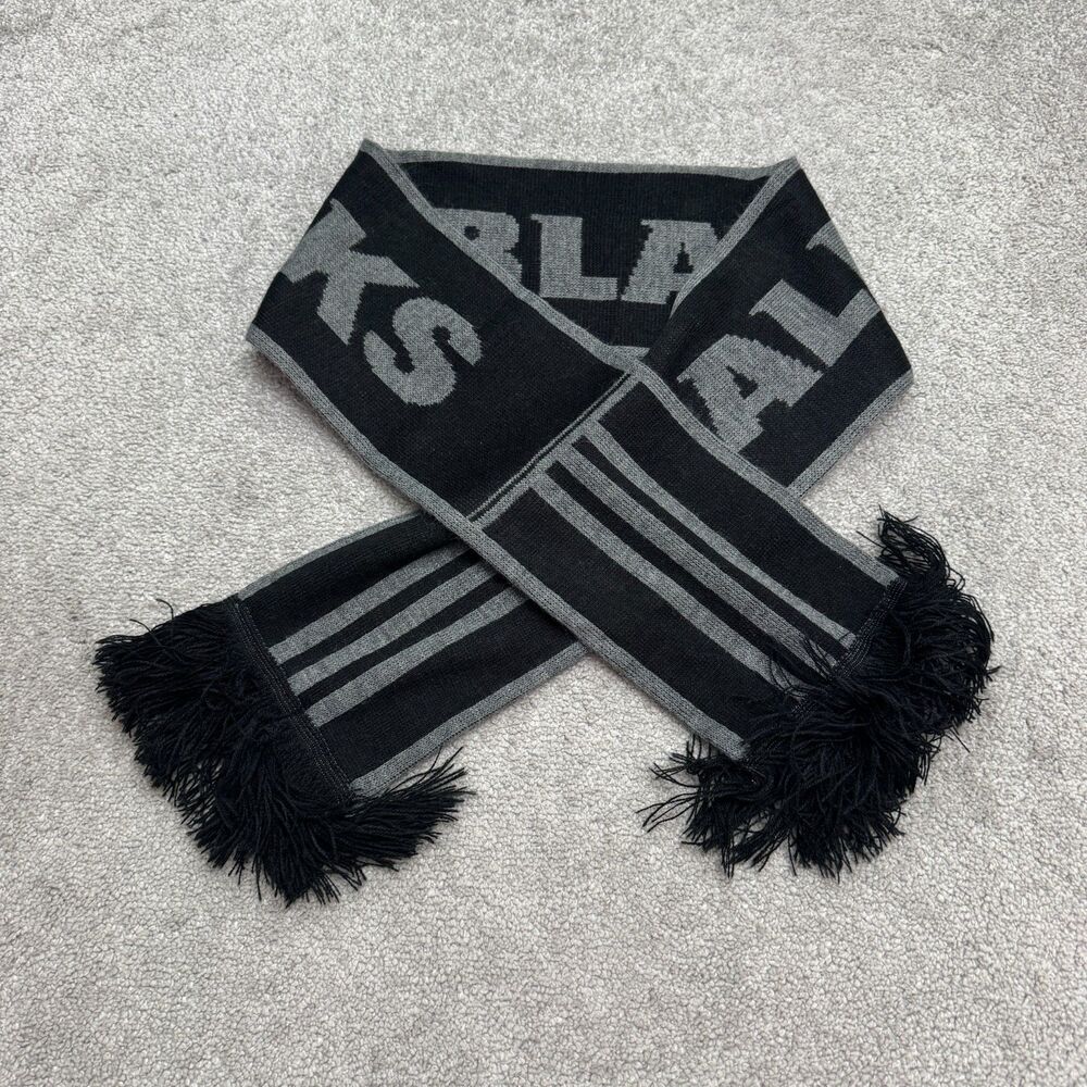 Adidas All Blacks Rugby New Zealand Knit Scarf Black Gray Fringed Winter Fan